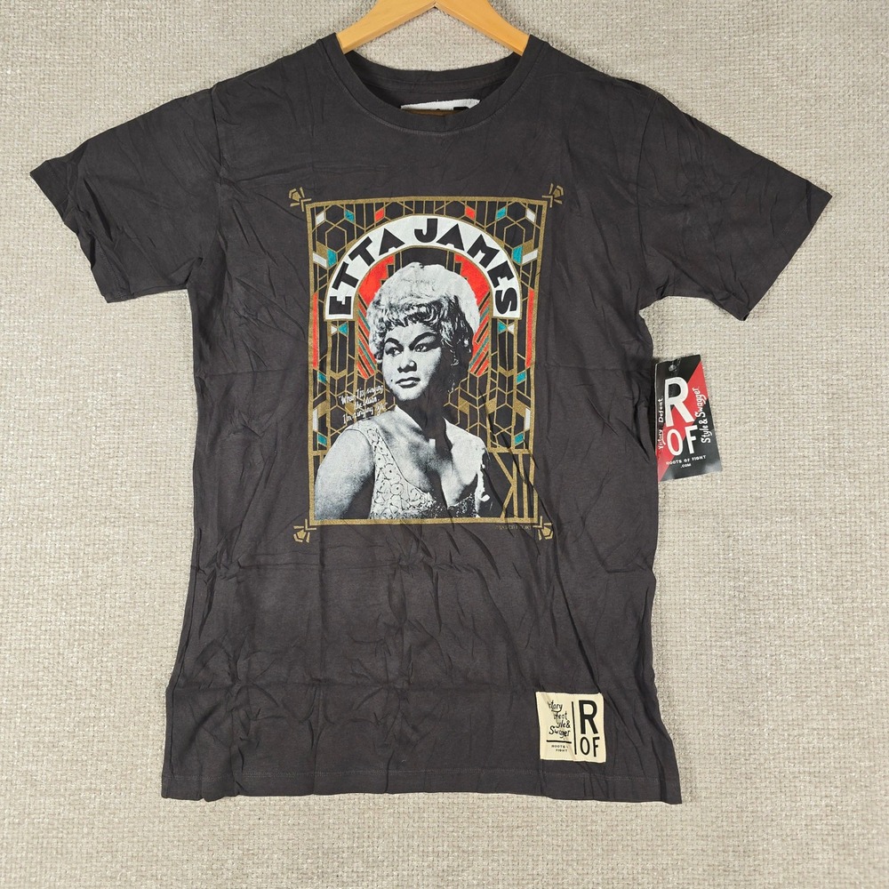 Roots of Fight Etta James Graphic T-Shirt Mens Small Charcoal Gray 153015 New